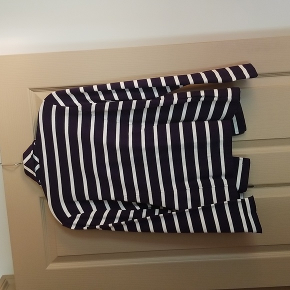 Talbots Navy Blue and White Striped Lightweight Cotton Jacket, NWT, Size M - Picture 4 of 6